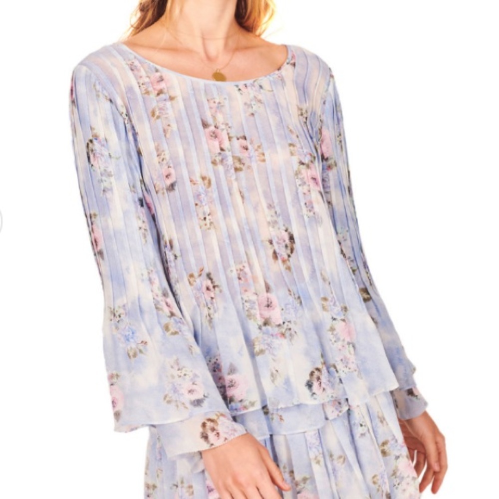 LOVESHACKFANCY Paulette Top Sz Sm 100% Silk NWT